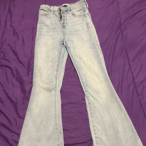 Celebrity pink flared button up pants